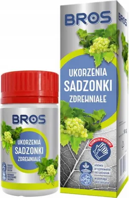 A product shot of a bottle and its packaging for a plant rooting product.