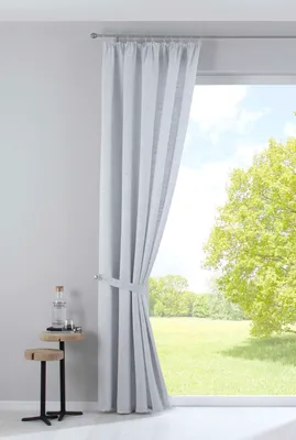 Produktbild von Vorhang mit Jacquardmusterung und Effektgarn HxB 254x140 cm Aqua »Sivas« Blickdicht verdeckte Schlaufen und Kräuselband Moderne Optik, 20190350