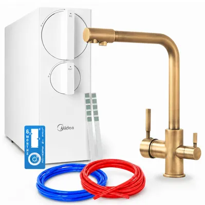 Produktbild von Küchenarmatur Mit Wasserfiltersystem Ari Venom, Umkehrosmose Wasserfilter 800 Gpd, Zweigriffarmatur, Messing, Keramikkartusche, Perlator
