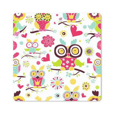 Produktbild von MuchoWow® Mauspad Mousepad Muster - Eule - Tiere 20x20 cm - Mousepads - Maus Mat - Pad - Mausunterlage - Desk Mat - Bureauartikeln
