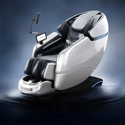 Produktbild von Luxus 4D Ganzkörper Massagesessel mit intelligenter SL-Schiene, Wärmetherapie, Bluetooth & Tiefenmassage Weiß L155xB76xH116cm /GH-G6Bai/