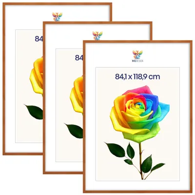 Produktbild von MG Design 3er Set Bilderrahmen Lackiert A0 84,1x118,9 cm - Posterrahmen Echtholz mit Acrylglas, verstärkte Wandaufhängung, hoch/quer
