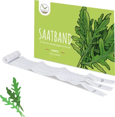 Image de Ruban de semis de 5 m de graines de roquette (Eruca sativa) - Roquette aromatique au goût de noisette, idéale pour la culture dans le jardin, en jardinière ou en potager