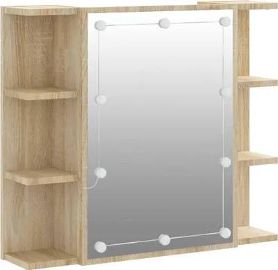 Produktbild von vidaXL Spiegelschrank mit LED Sonoma-Eiche 70x16,5x60 cm