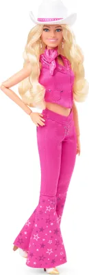 Produktbild von Barbie-Puppe zum Spielfilm, Margot Robbie als Barbie, Sammelpuppe im pinken Western-Outfit mit Cowboyhut