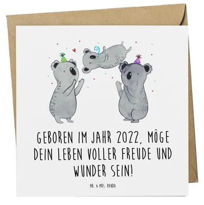 Produktbild von Mr. & Mrs. Panda Grußkarte 2022 Geburtstag - Weiß - Geschenk, Glückwunsch, Happy Birthday, Alter, Geburtsjahr, anlasskarte, doppelkarte, faltkarte, Klappkarte