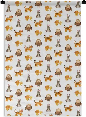 Produktbild von MuchoWow® Wandteppich Wandbehang Tiere - Muster - Farben 90x135 cm Tapisserie Dekoration Wandtuch - Baumwolle - Wandskulptur