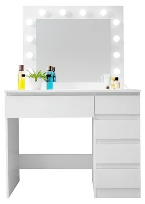 Produktbild von INLEA Schminktisch LISA mit LED-Beleuchtung (LED-Leuchtmittel) und 5 Schubladen - weiß
