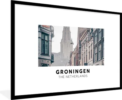 Produktbild von MuchoWow® Gerahmtes Poster Groningen - Niederlande - Toren 90x60 cm - Poster mit Schwarzem Bilderrahmen Wandposter Rahmen Foto Bilder - Wanddekoration - Fotos