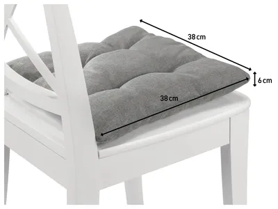 Immagine prodotto di Set di 2 cuscini per sedia | Cuscini grigio chiaro 38 x 38 x 6 cm | Per giardino, cucina e sala da pranzo | XDREAM