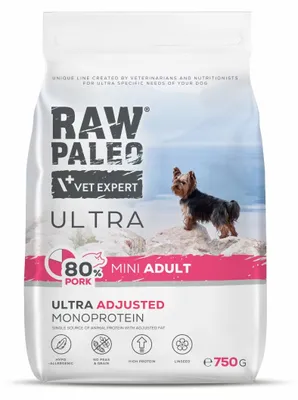 Zdjęcie produktu dla Raw Paleo Ultra Pork Mini Adult 750g Sucha Karma z Wieprzowiną Dla Psów Małych Ras