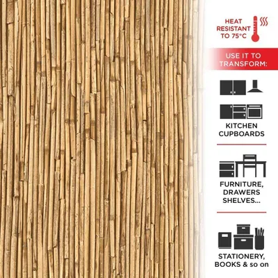 Zdjęcie produktu dla Folia samoprzylepna, wzór bambus, 45 cm x 2 m