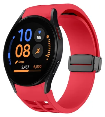 Image de Pour Samsung Galaxy Watch FE / 6 / 5 / 4 40mm Silicone Conception Boucle magnétique Bracelet de remplacement Rouge