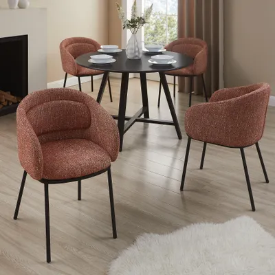 Produktbild von riess-ambiente Stilvoller Design Stuhl FLORENZ rostrot Strukturstoff schwarz Metall mit Armlehne Esszimmerstuhl Essstuhl