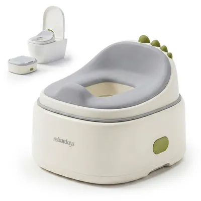 Produktbild von Relaxdays Töpfchen 4-in-1, Dino, Kindertoilette Deckel, HBT: 30x36,5x33,5 cm, WC-Trainer, Aufsatz & Hocker, Reise, blau