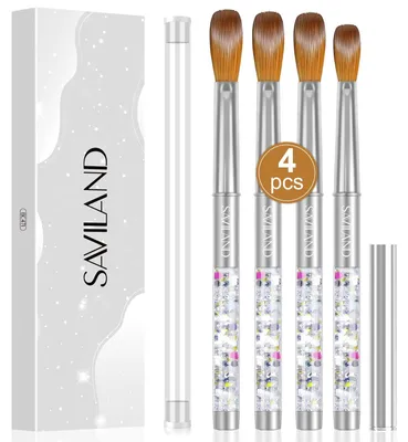 Image de Solidchoice - Ensemble professionnel de 4 pinceaux en acrylique pour nail art