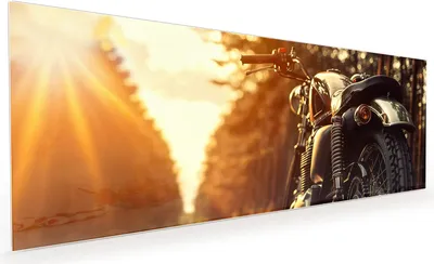 Produktbild von Küchenrückwand Spritzschutz Glas mit Motiv Motorradsonne 40 x 40 cm