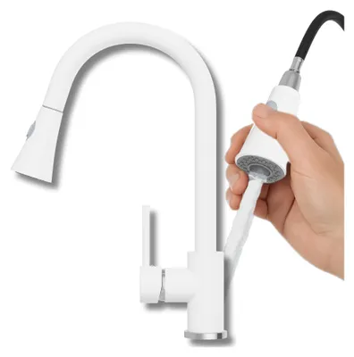 Produktbild von Granitan | Snake Küchenarmatur - Silber - 40 cm - 360° Schwenkbar - Ausziehbarer Auslauf