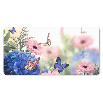 Produktbild von MuchoWow® Schreibtischunterlage Schmetterlinge - Blumen - Hortensien - Insekten 80x40 cm - XXL Mauspad - Gaming Mauspad