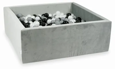 Image de Piscine à balles 600 pièces 110x110x40 gris velours : noir, gris, perle