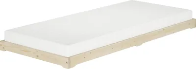 Produktbild von Einzelbett Niedrigbett unbehandeltes Holz 90x200 Fichte Tanne V-60.47N-09Rollrost und Matratze inkl.