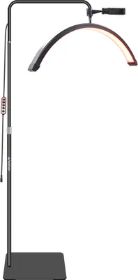 Produktbild von Andoer HD-M6XR 36 W Boden-LED-Videoleuchte, halbmondfoermiges Fuelllicht, dimmbar mit 5600 K Weisslicht und rotem Licht, 186 cm Metall-Lichtstativ, Telefonhalter, Fernbedienung fuer Schoenheitssalon, Make-up, Live-Streaming, Nachttischlampe