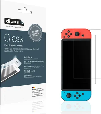 Produktbild von 2x Schutzfolie für Nintendo Switch OLED matt - Anti-Shock 9H Folie dipos Glass