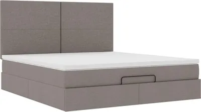 Produktbild von Ottoman-Bett mit Matratze Taupe 160x200 cm Stoff