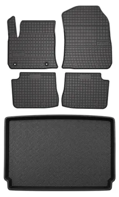 Produktbild von Gummimatten + Kofferraumwanne für Opel Corsa F 2019- (Standard-Kofferraum) – Schwarz, passgenau – Wielganizator SolidPRO
