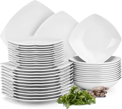 Obrázok produktu pre Jedálenský servis Konsimo pre 12 osôb (36 kusov) "CARLINA", biely, porcelán, taliansky, 25,5x25,5/20x20/19x19cm