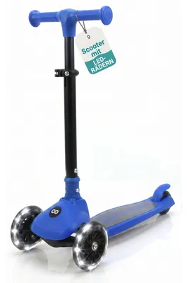 Produktbild von SereneLife Kinderroller ab 3 Jahre in Blau – LED Tretroller faltbar höhenverstel