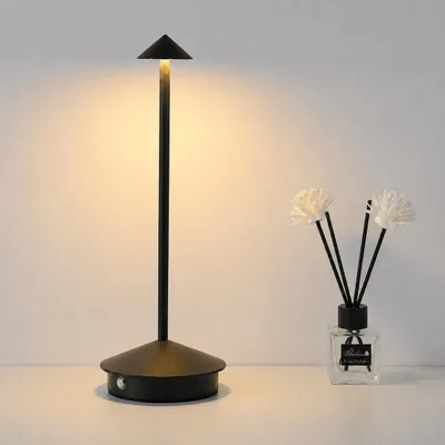 Produktbild von Kabellose Dimmbare LED Tischleuchte, Wiederaufladbar 4000mAh Schreibtischlampe für Restaurants Bars Schlafzimmer Schwarz