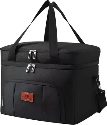 Productafbeelding van CarryQuest® - Koeltas - Geïsoleerd - Dubbele compartimenten - Polyester - Zwart