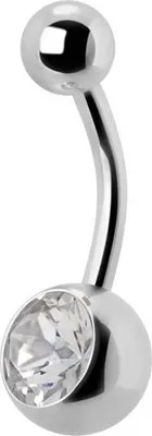 Immagine prodotto di Piercing all'ombelico Titanio G23 Banana 5/8mm Palline Pietra di Cristallo - Bianco.TJBL - 10.0 Millimetri
