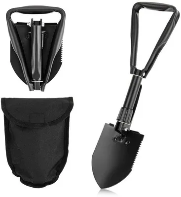 Produktbild von Unyqoos® Faltbare Multifunktionsschaufel aus kohlenstoffreichem Stahl – kompakte Outdoor‑Schaufel für Camping, Garten & Fahrzeugbergung