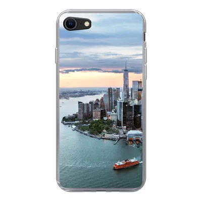 Produktbild von MuchoWow® Handyhülle Schutzhülle Hülle für iPhone 7 Luftaufnahme von New York Silikon Softcase Handy Hülle - Kartenhalter