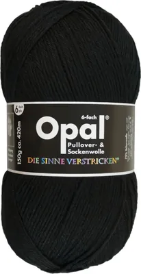 Opal 6-fach Sockenwolle - Farbe: tiefschwarz