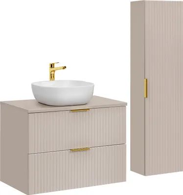 Produktbild von Waschtisch und Hängesäule 80.6cm Adriel mit 2 Schubladen, Beige
