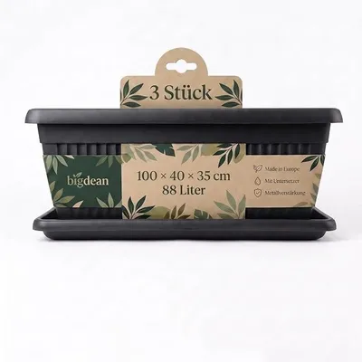 Imagen del producto de 3 macetas grandes (XXXL), 100x40x35 cm, capacidad de 88 litros, para plantas