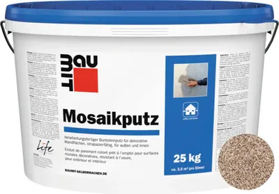 Produktbild von Baumit Mosaikputz M304 Denali gebrauchsfertiger Dünnschichtdeckputz weiß-beige-schwarz 25 Kg