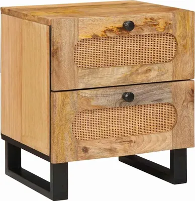 Produktbild von "Schlussverkauf" Nachttisch 1 PC - mit Reichlich Stauraum - Natur 40x33x46 cm Massivholz Mango  C9030