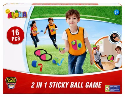 Productafbeelding van Eén maat | ALOHA 2-in-1 Kleefbalspel, 16-delig. Kinderspel met kleefballen, model YG37H
