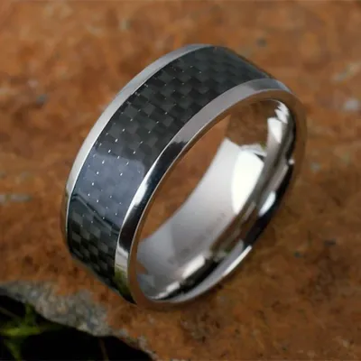 Produktbild von Herren Ring: Stahl Ring mit Karbon 56 (17.8 mm Ø)