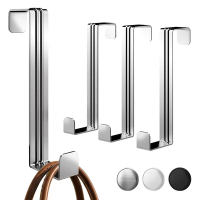 Produktbild von Aurelia Home Türhaken zum Aufhängen, 4er Set, Silber - Garderobenhaken für Tür oder Schrank, vielseitige Türgarderobe zum Einhängen mit hoher Belastbarkeit