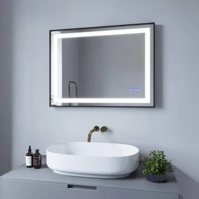 Produktbild von Badezimmerspiegel mit LED Beleuchtung 80x60cm Touch Sensor Dimmbar Antibeschlag Kaltweiß 6400K Neutralweiß 4500K Warmweiß 3000K