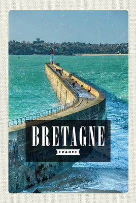 Produktbild von vianmo Holzschild 18x12 cm Bretagne France Reiseziel Bildmotiv Reisemotiv Abenteuer Reisen