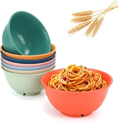 Immagine prodotto di Ciotole per la colazione in plastica, set da 8 pezzi, senza BPA, adatte al microonde e alla lavastoviglie