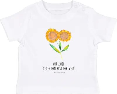 Produktbild von Mr. & Mrs. Panda Babyshirt Blume Sonnenblume 6. - 12. Monat - Weiß - Geschenk, Best Friends,  Baby T-Shirt, Lieblingsmensch, Sonnenblumen, Freundin, Top, Garten, Shirt
