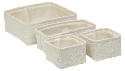 Zdjęcie produktu dla Zestaw 4 koszy tekstylnych BOUCLETTE, 15,5 x 15,5 x 11 cm