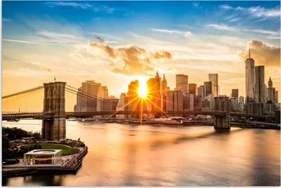Produktbild von MuchoWow® Poster New York - Brooklyn Bridge - Wasser 30x20 cm - Plakate - Print